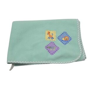 Tiddliwinks Baby Blanket Mint Green Aqua Fleece Animal Giraffe Lion Alligator